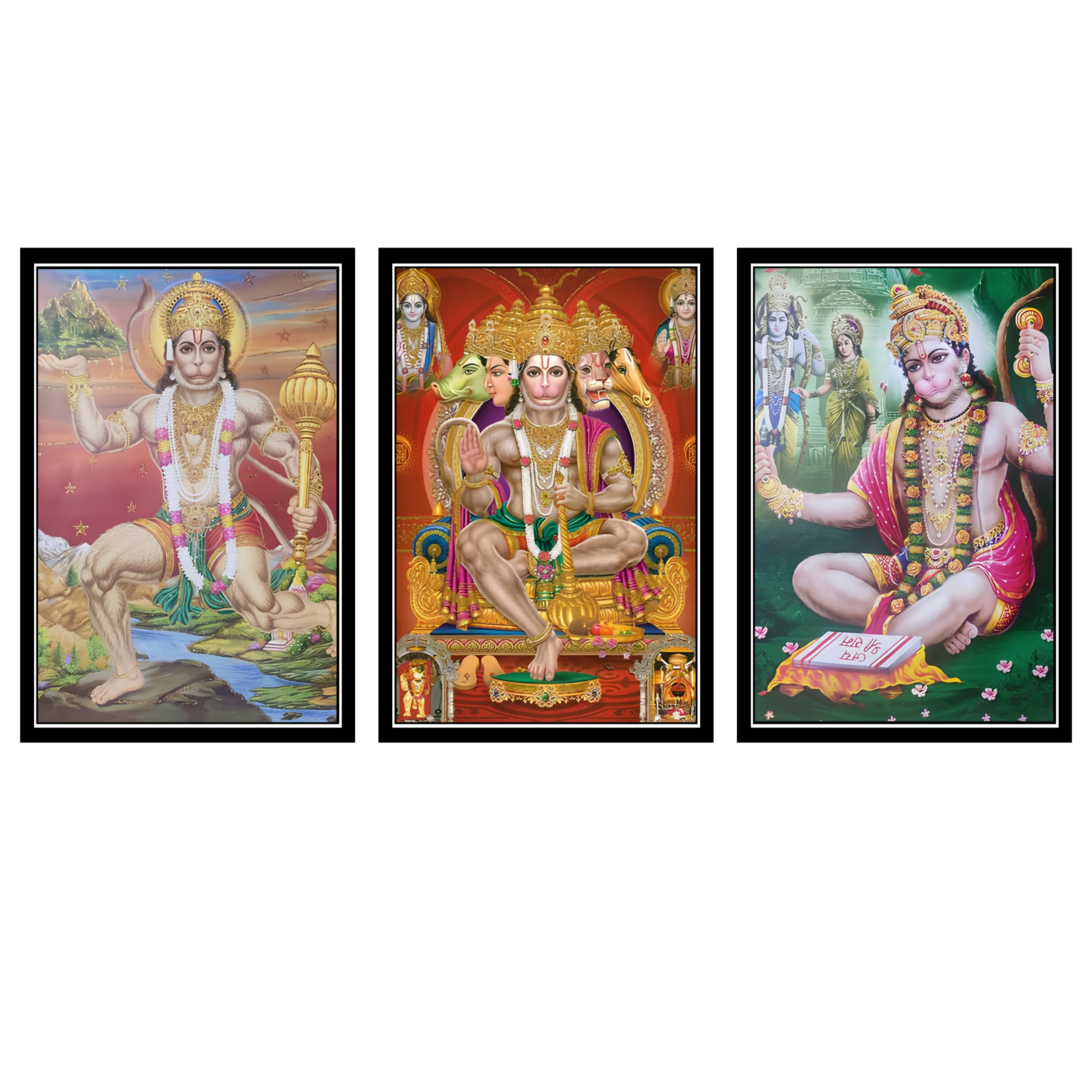 HANUMAN JI  SET OF 3 FRAMES| PACK 4 | EACH FRAME "12X18" INCH