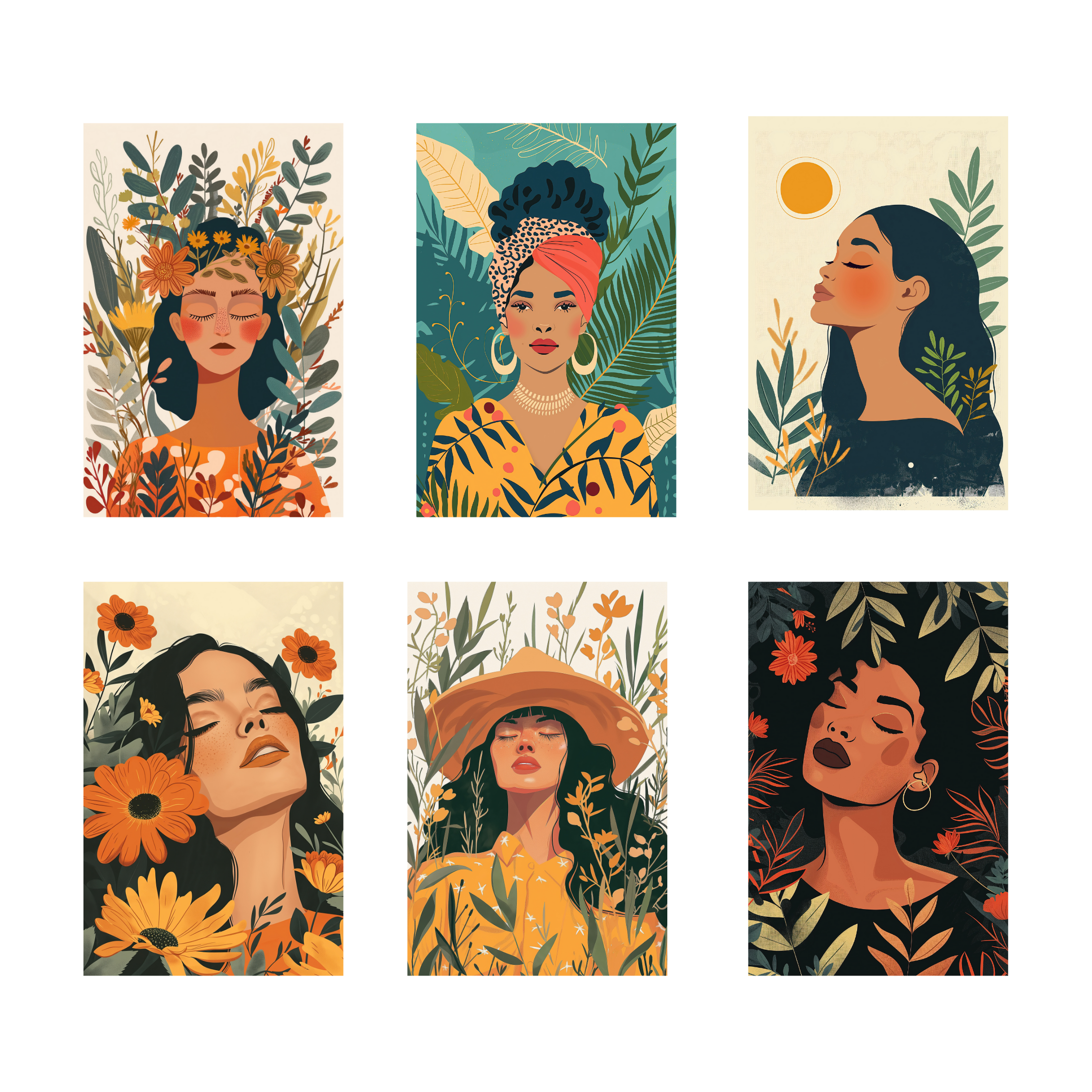 BOHO GIRLS  PACK OF 6 POSTERS SET 7