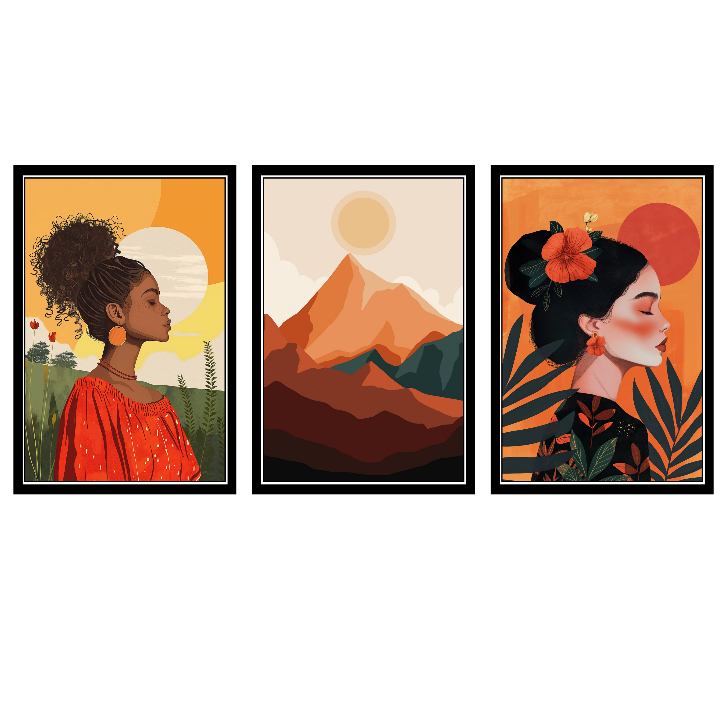 BOHO SET OF 3 FRAMES| PACK 5 | EACH FRAME "12X18" INCH
