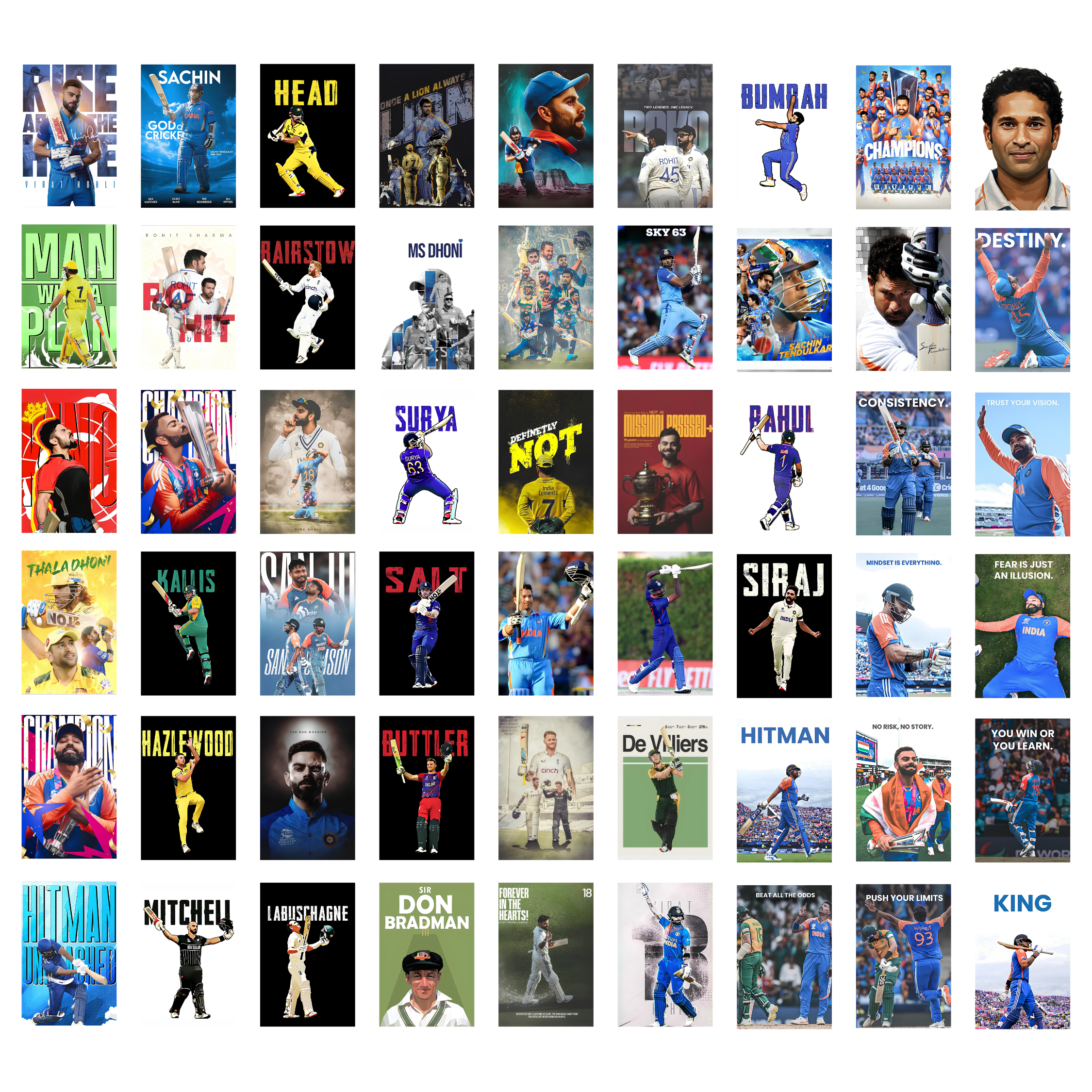 CRICKET PACK OF 54 POSTERS| EACH POSTER "4X6" INCHES
