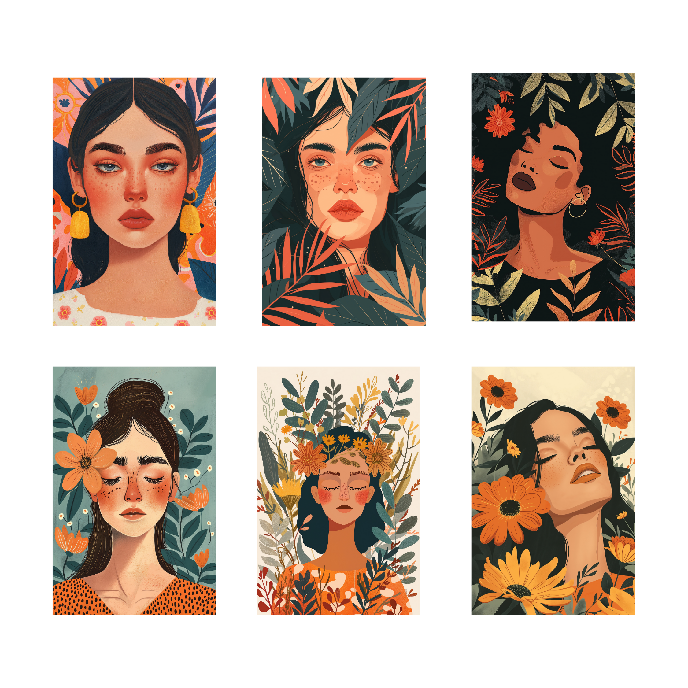 BOHO GIRLS  PACK OF 6 POSTERS SET 14