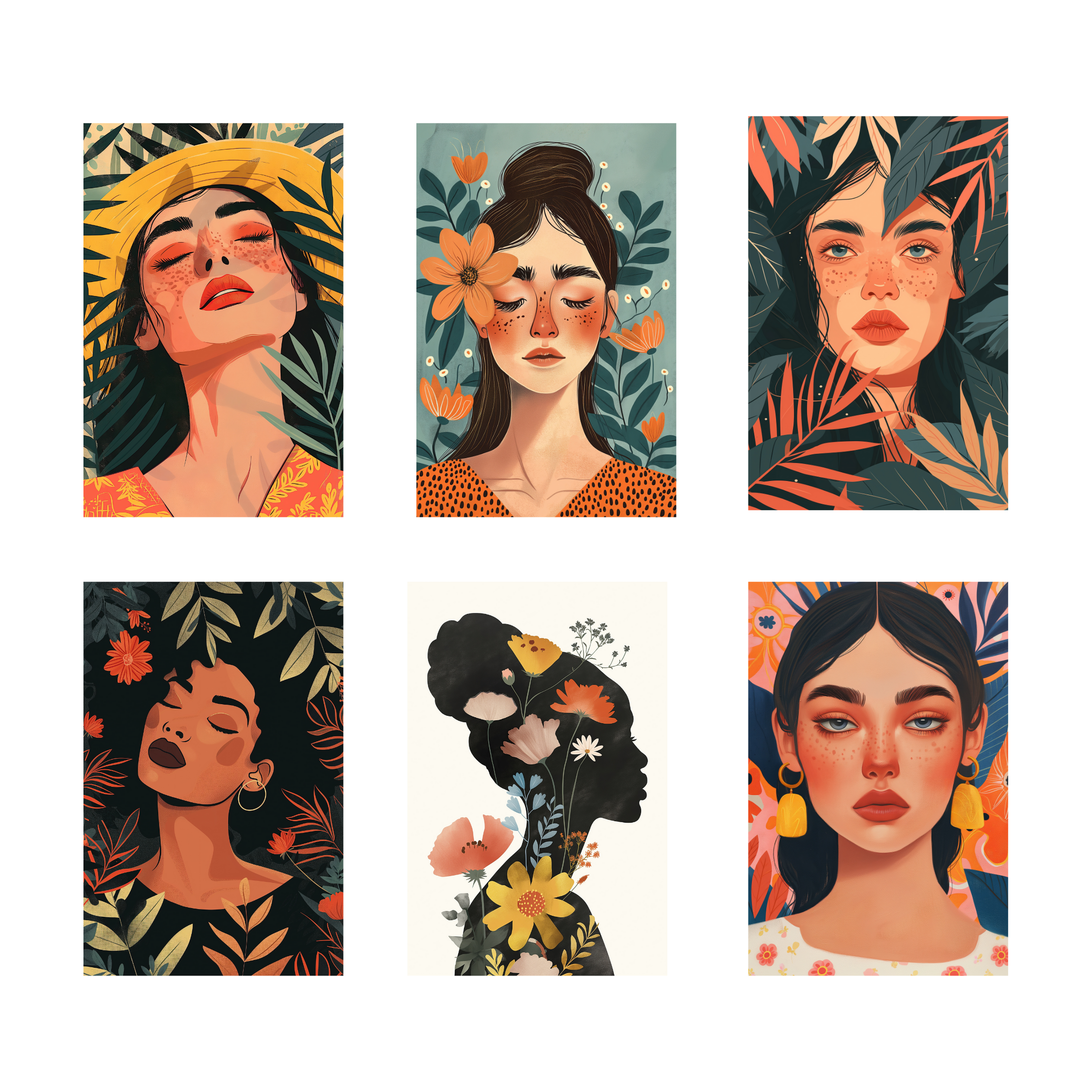BOHO GIRLS  PACK OF 6 POSTERS SET 9