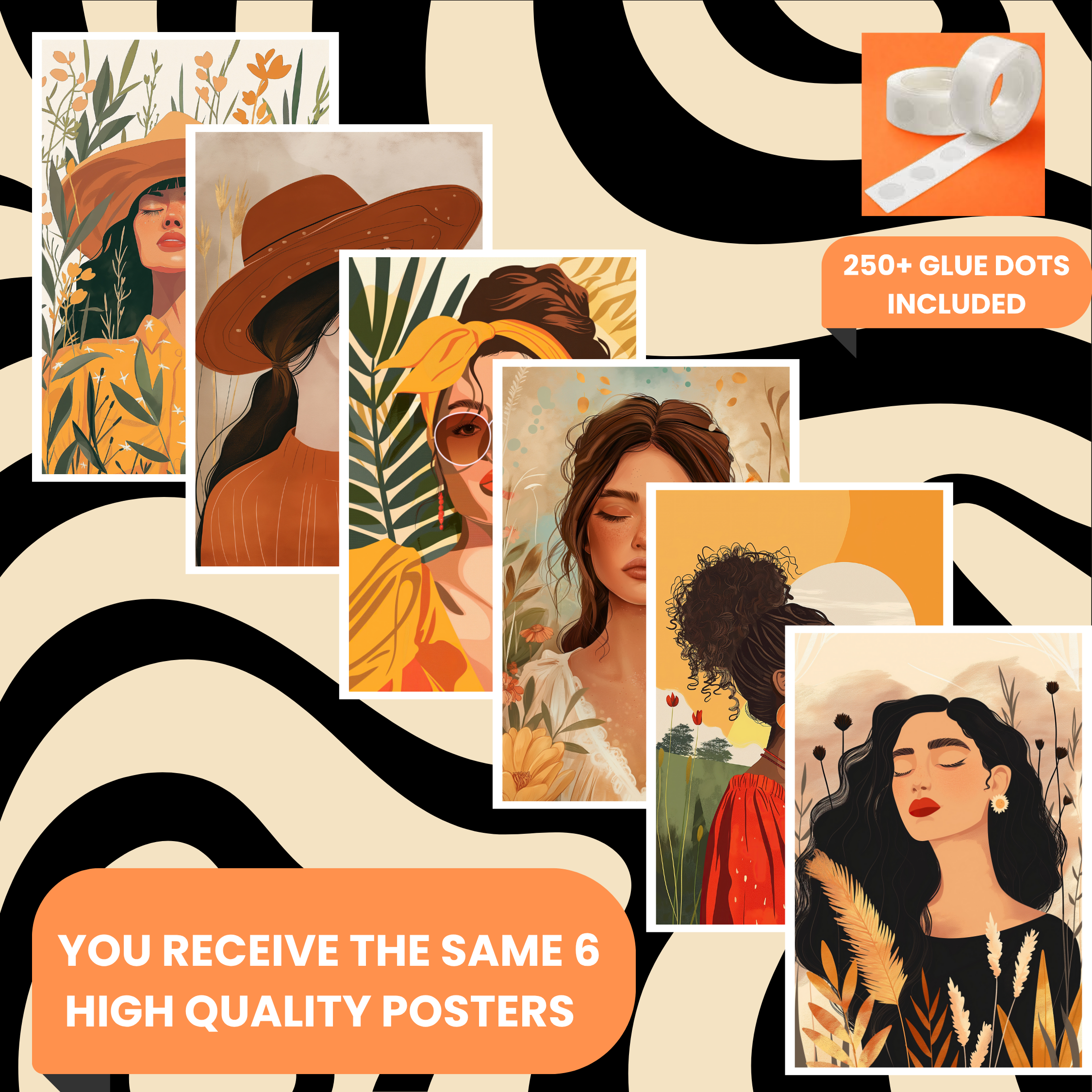 BOHO GIRLS  PACK OF 6 POSTERS SET 6