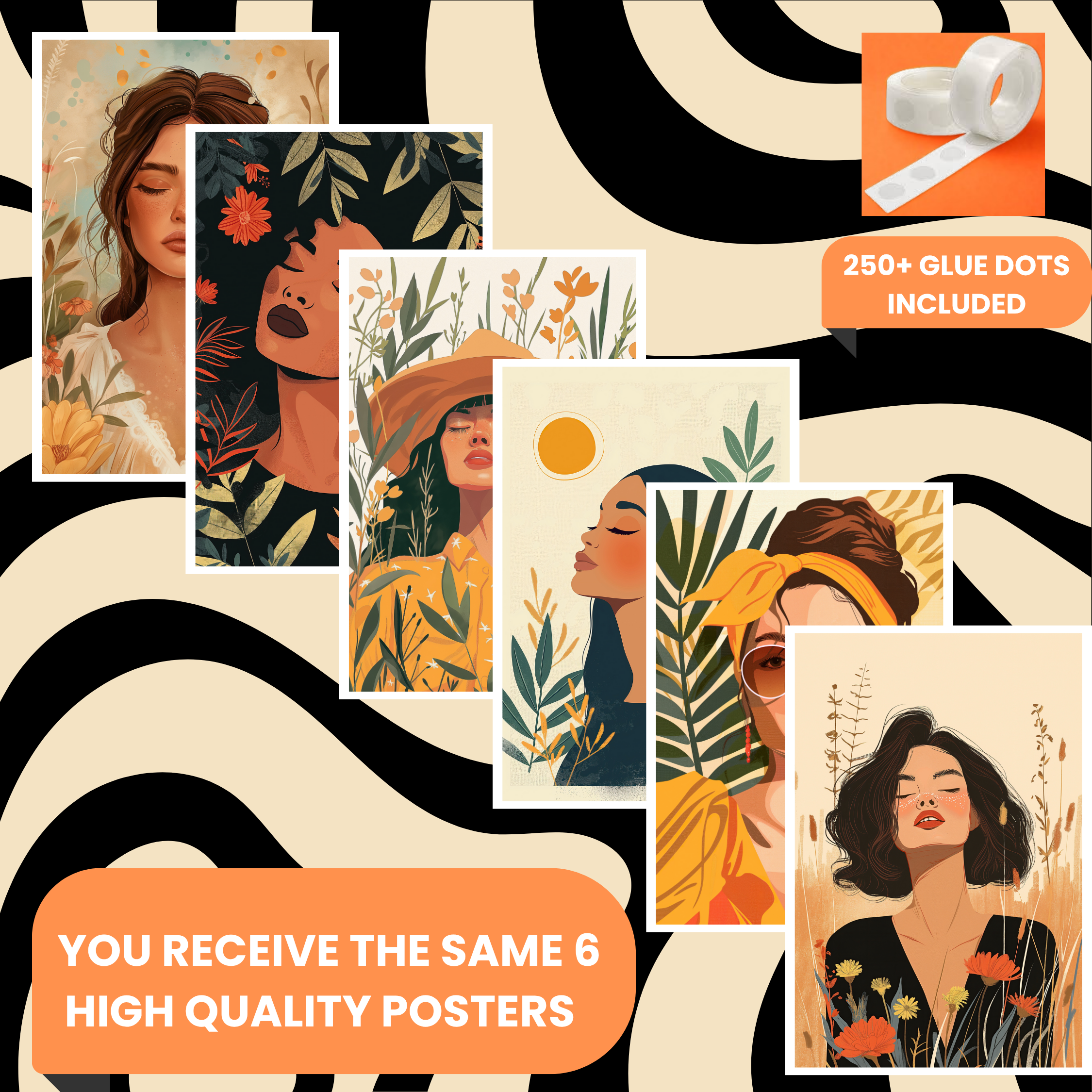 BOHO GIRLS  PACK OF 6 POSTERS SET 15