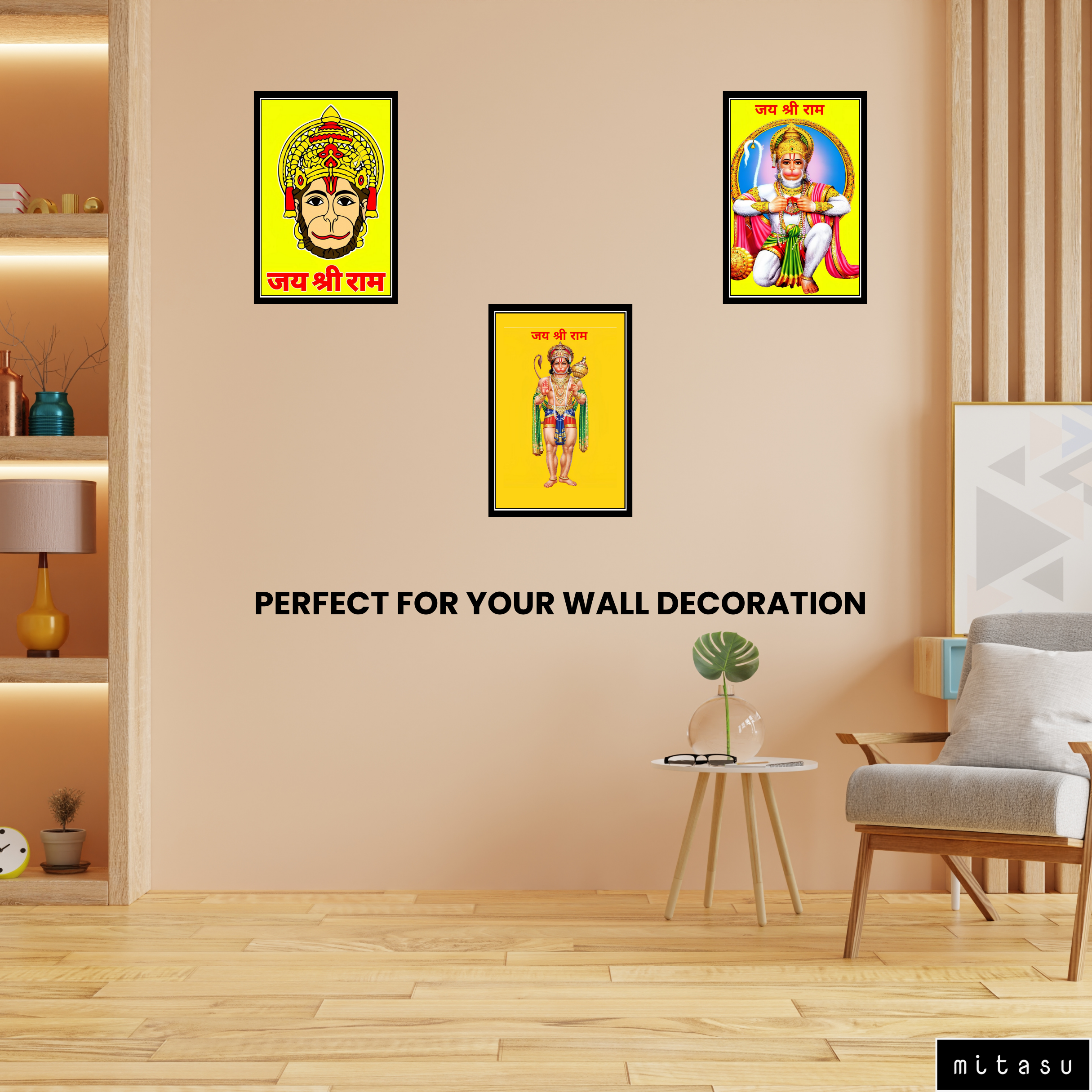 HANUMAN JI  SET OF 3 FRAMES| PACK 3 | EACH FRAME "12X18" INCH