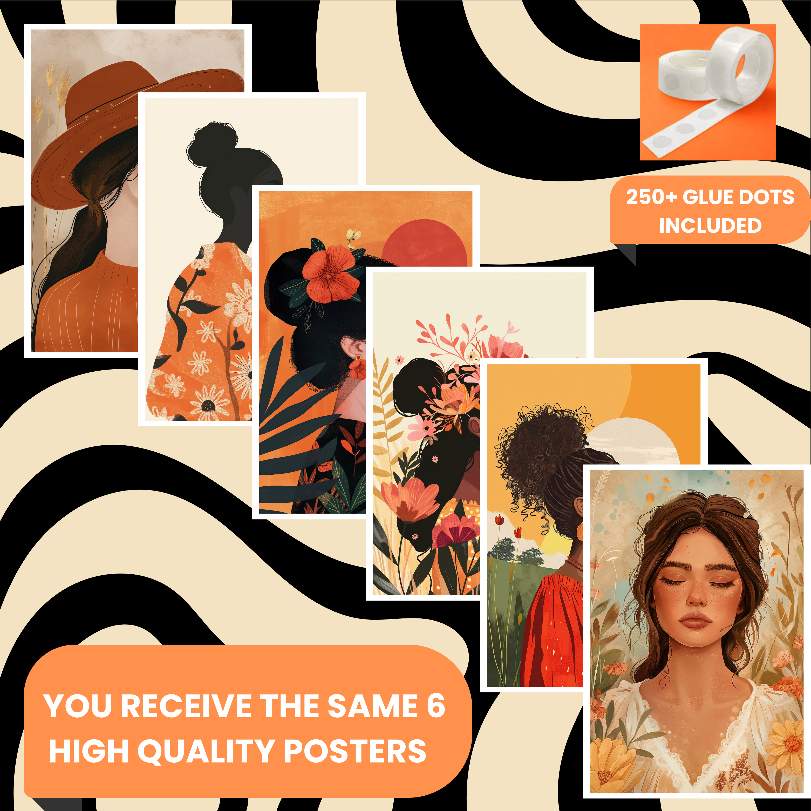 BOHO GIRLS  PACK OF 6 POSTERS SET 1