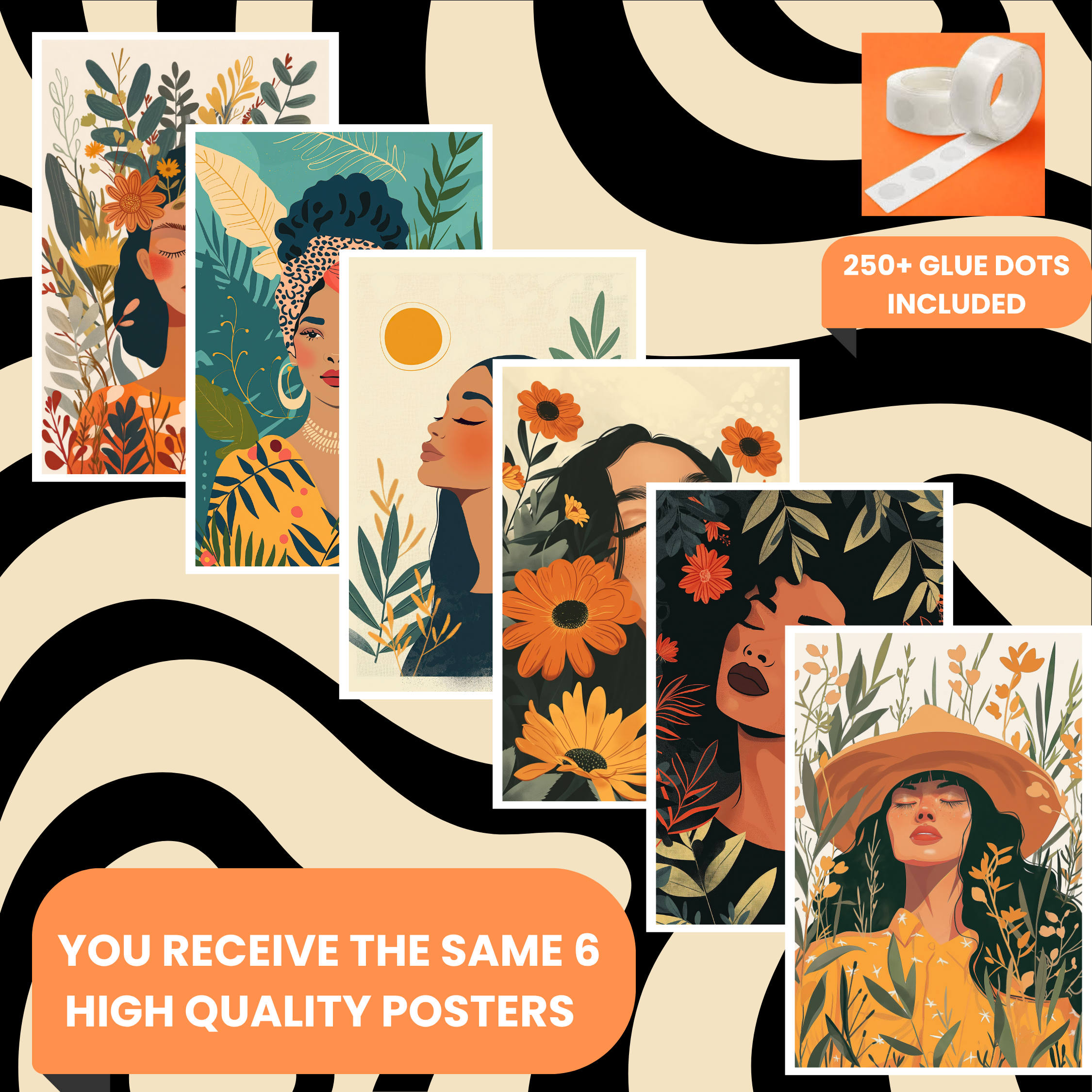 BOHO GIRLS  PACK OF 6 POSTERS SET 7