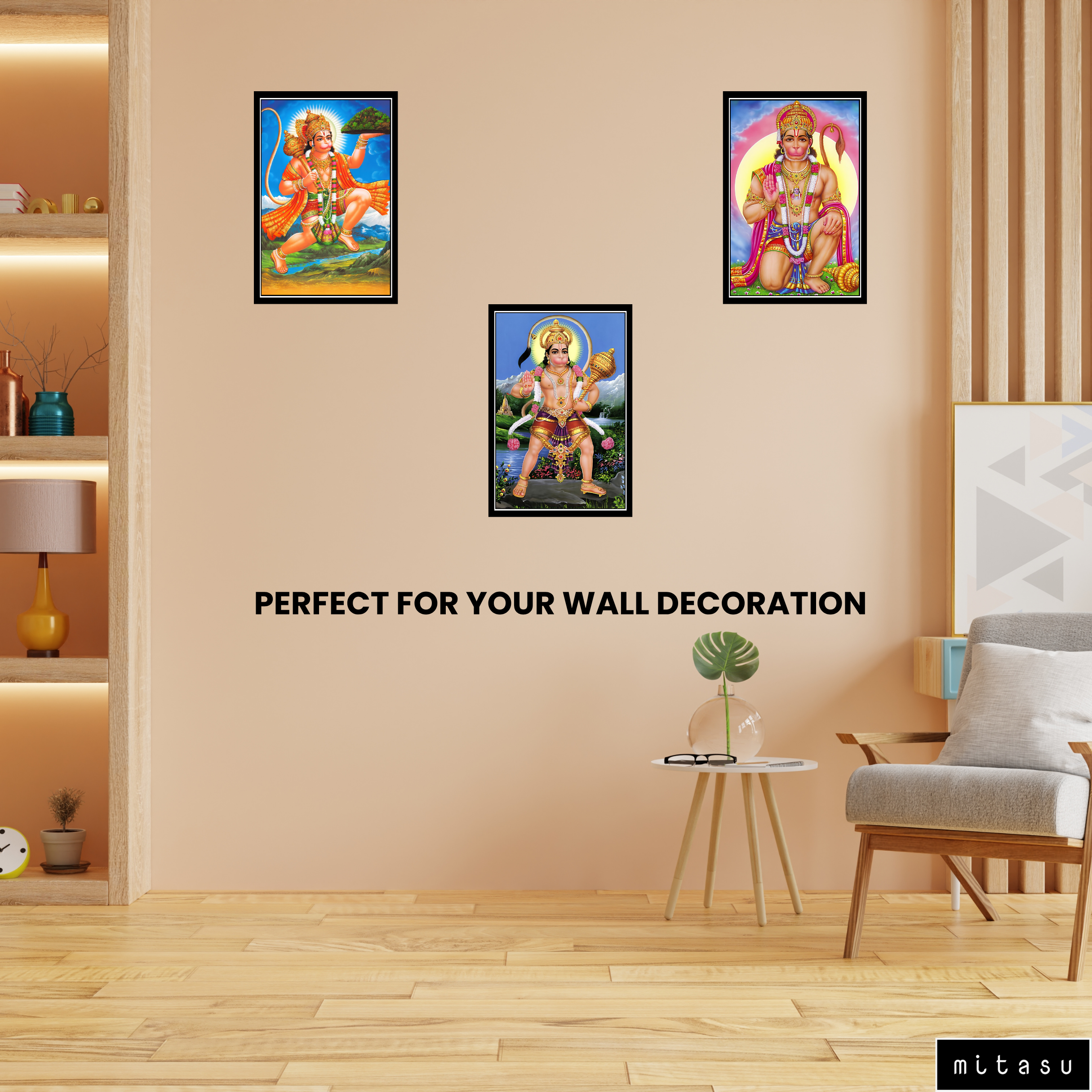 HANUMAN JI  SET OF 3 FRAMES| PACK 12 | EACH FRAME "12X18" INCH