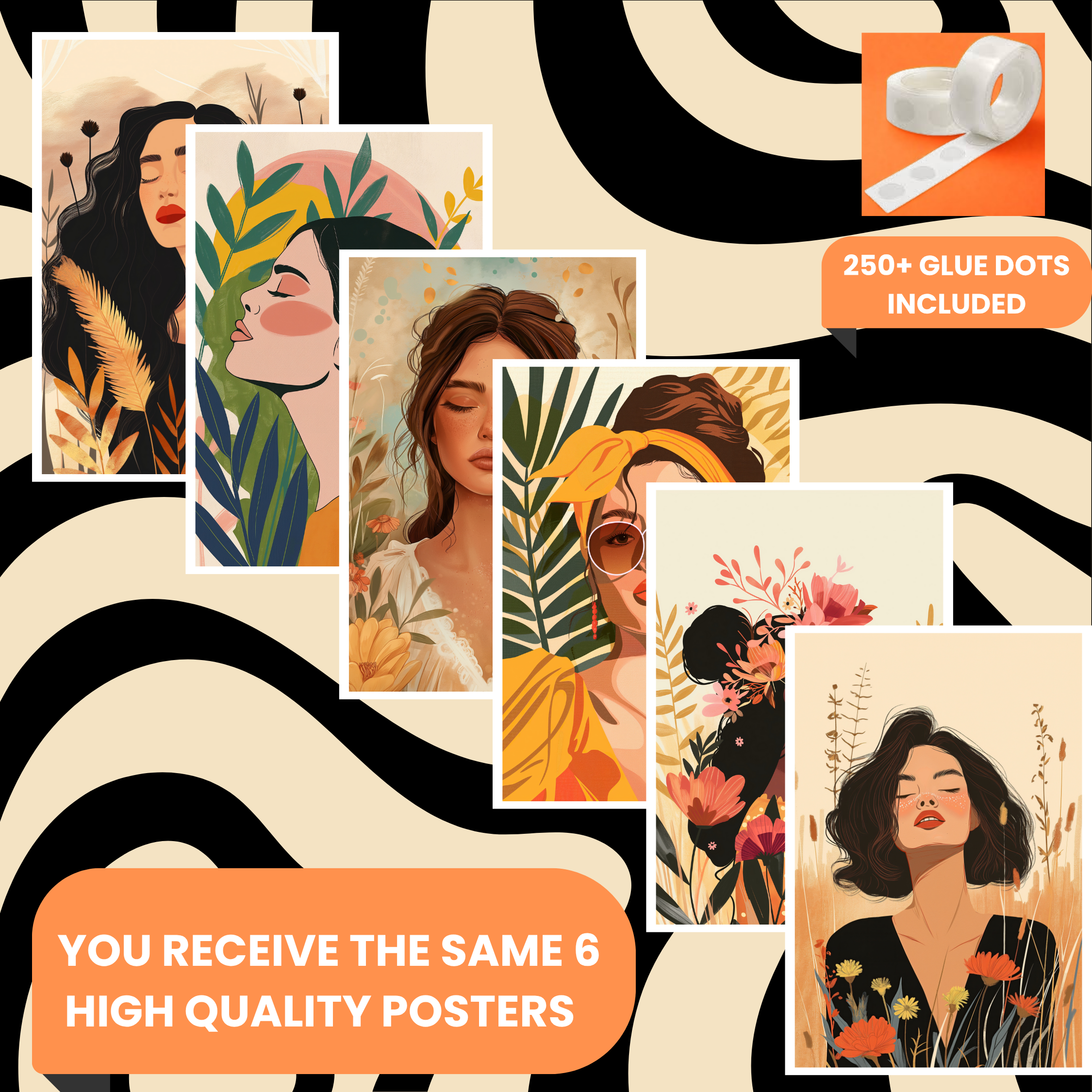 BOHO GIRLS  PACK OF 6 POSTERS SET 8