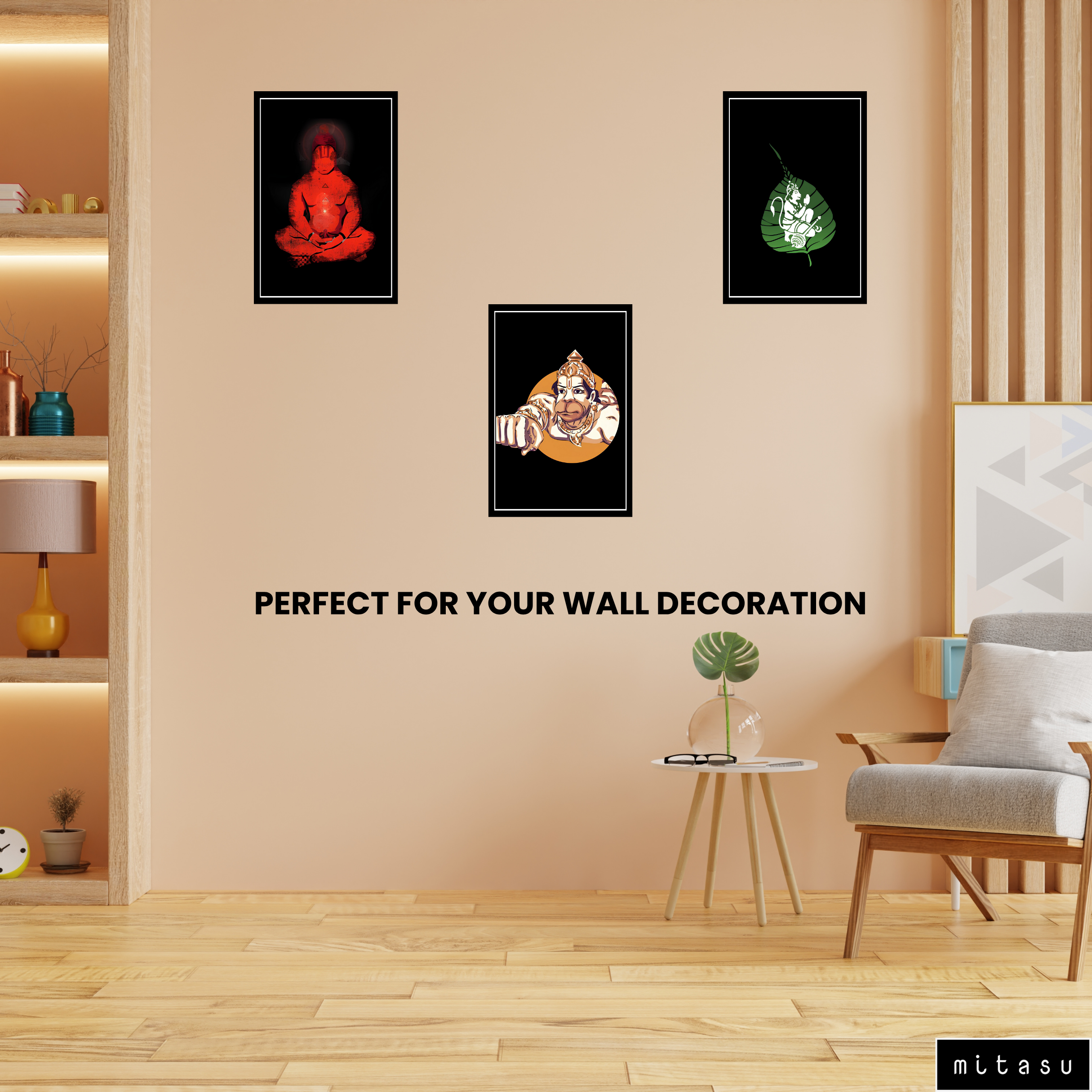 HANUMAN JI  SET OF 3 FRAMES| PACK 7 | EACH FRAME "12X18" INCH