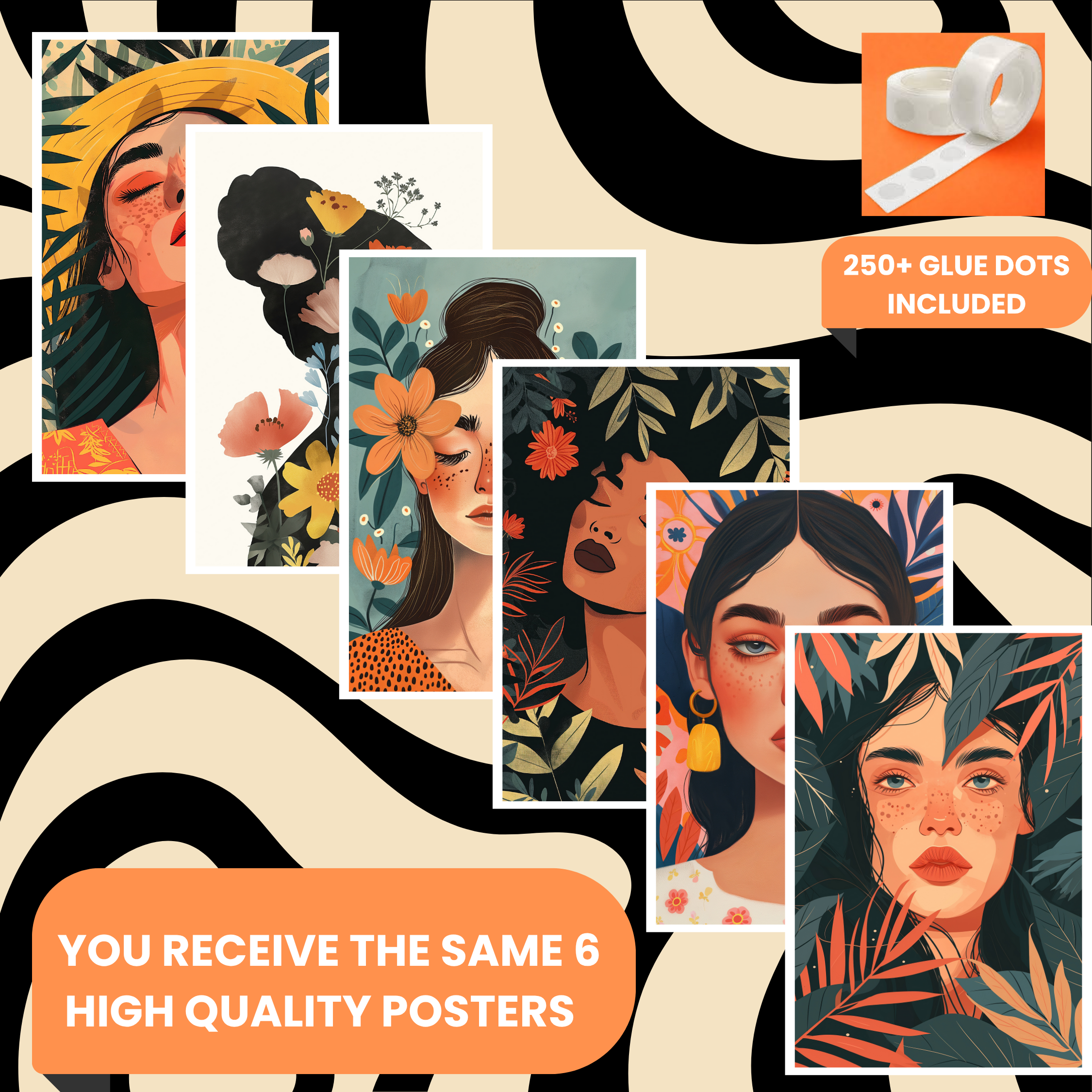 BOHO GIRLS  PACK OF 6 POSTERS SET 9
