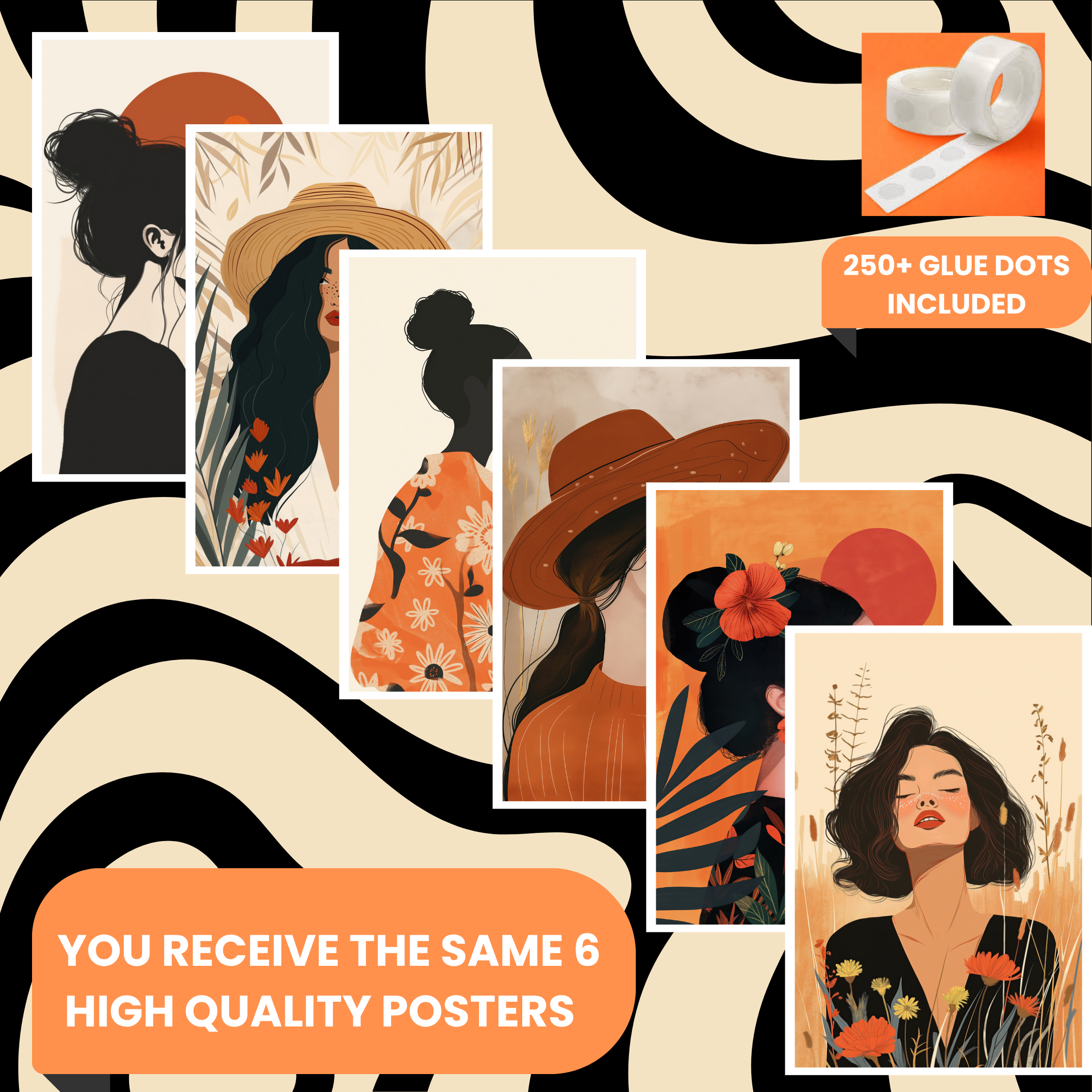 BOHO GIRLS  PACK OF 6 POSTERS SET 4
