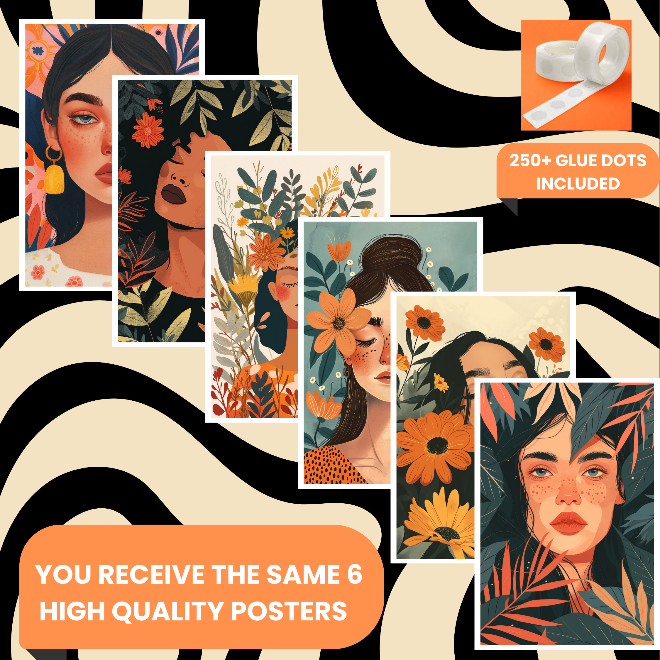 BOHO GIRLS  PACK OF 6 POSTERS SET 14