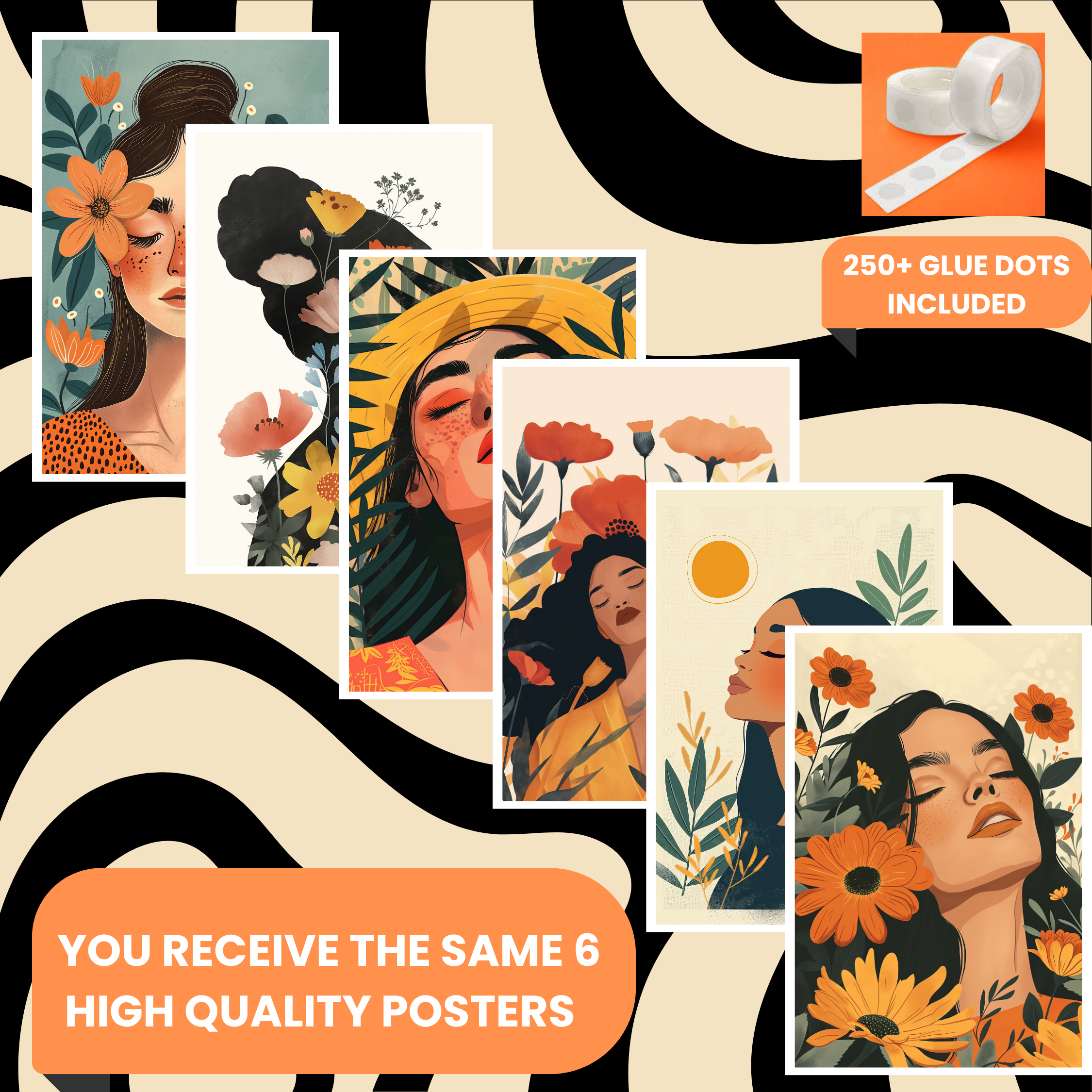 BOHO GIRLS  PACK OF 6 POSTERS SET 5