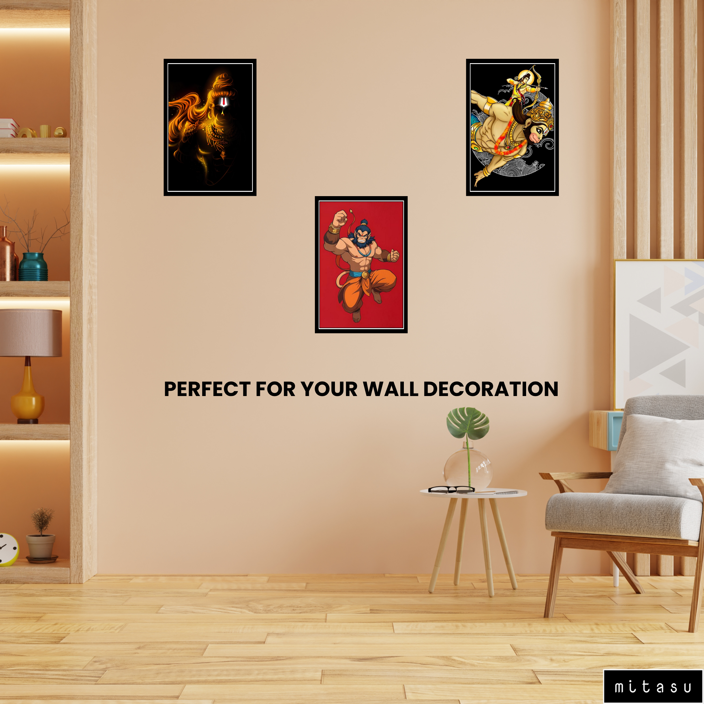 HANUMAN JI  SET OF 3 FRAMES| PACK 1 | EACH FRAME "12X18" INCH