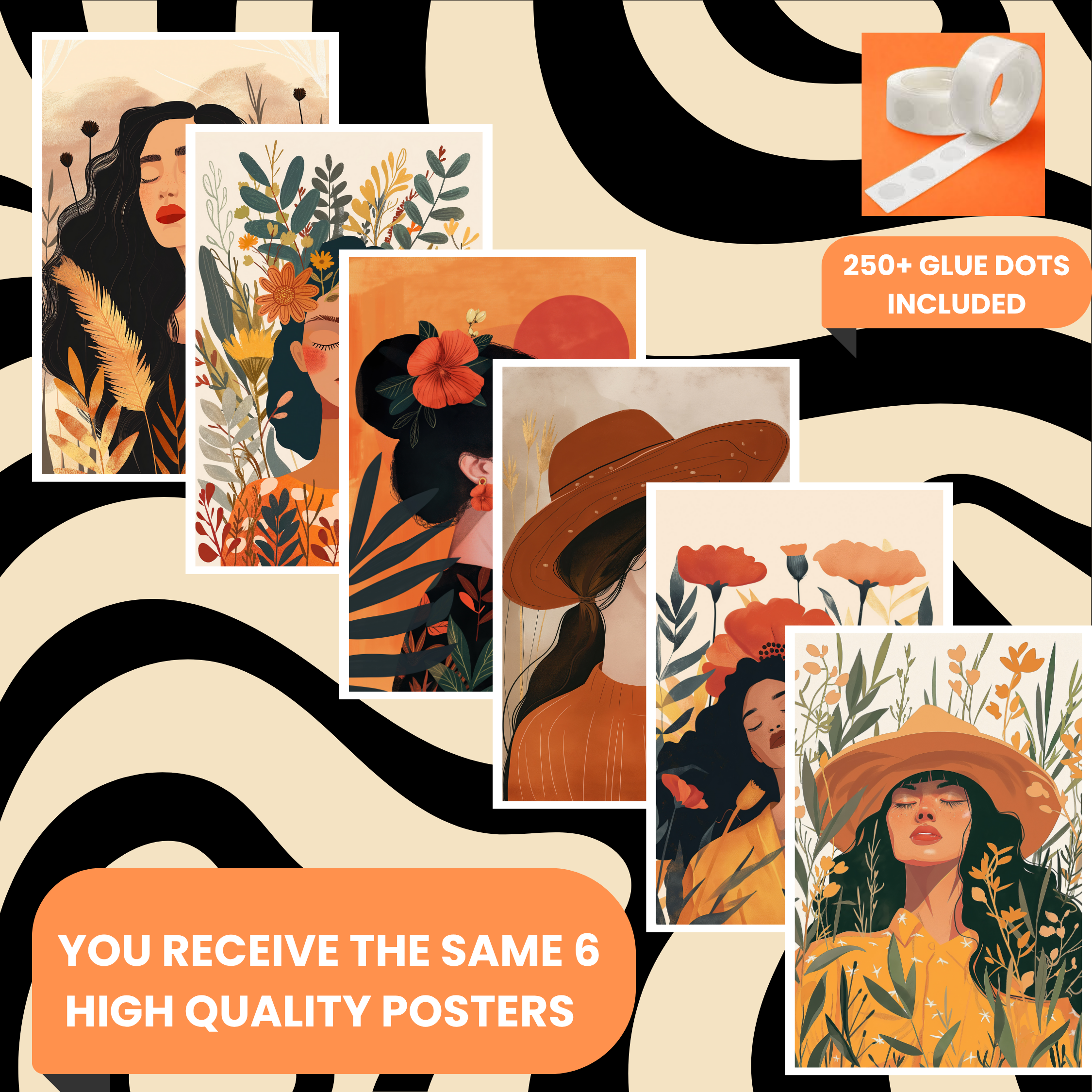 BOHO GIRLS  PACK OF 6 POSTERS SET 11