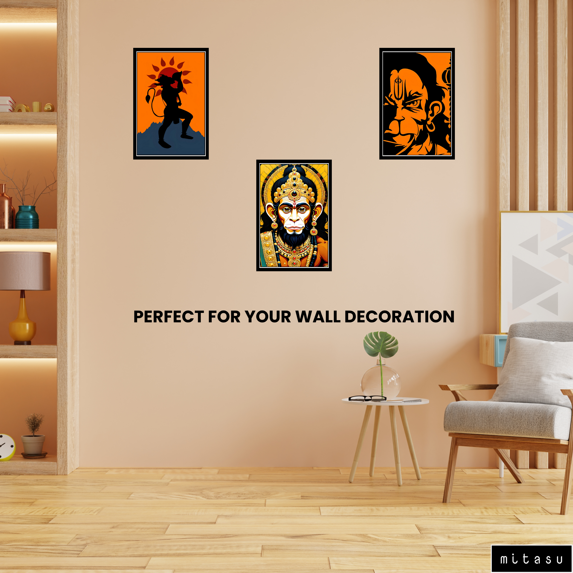 HANUMAN JI  SET OF 3 FRAMES| PACK 9 | EACH FRAME "12X18" INCH