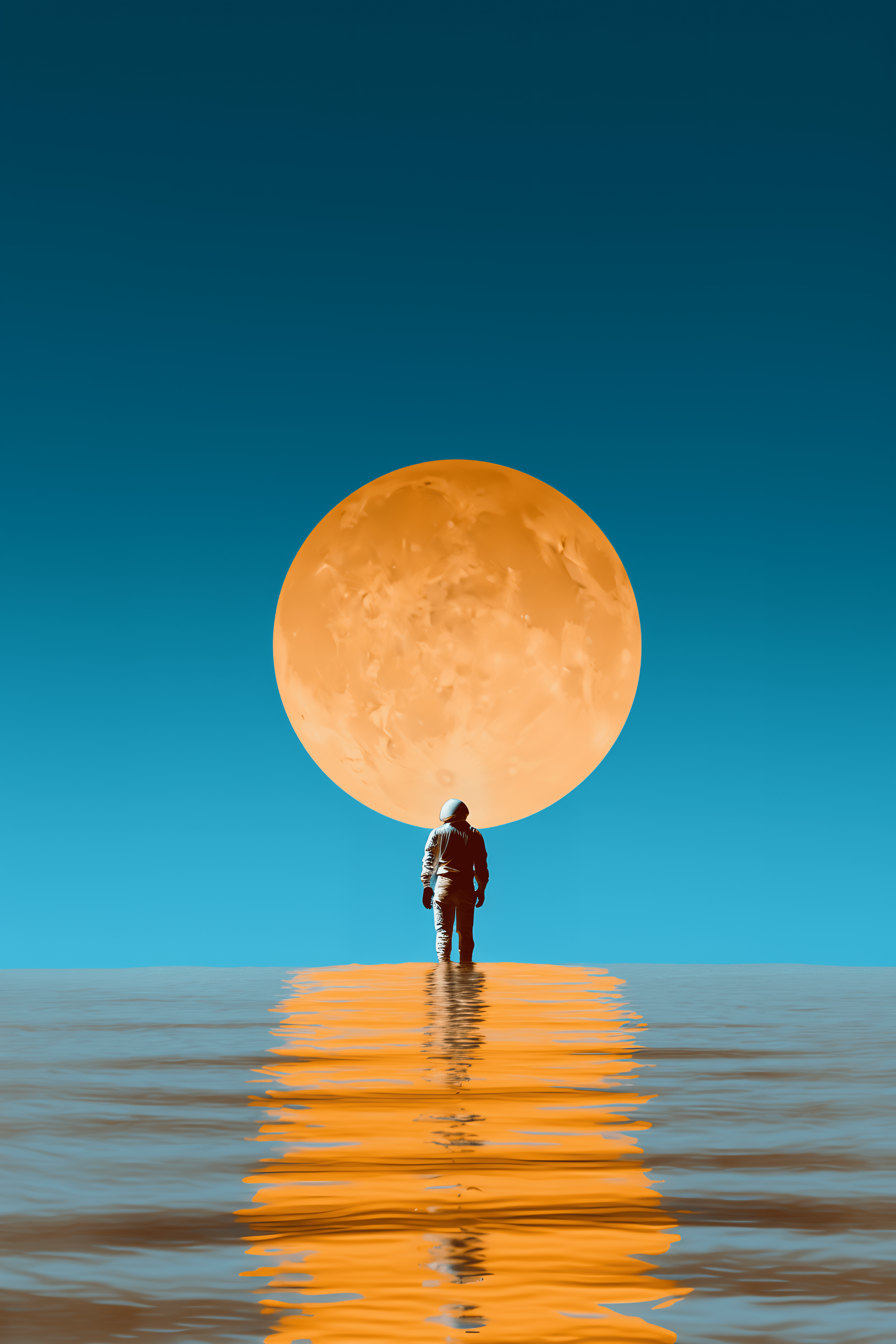 Mitasu Cosmic Reflection: Astronaut and Lunar Glow