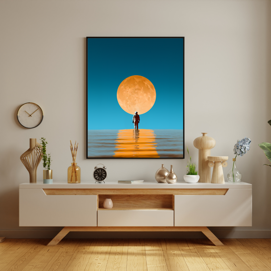 Mitasu Cosmic Reflection: Astronaut and Lunar Glow
