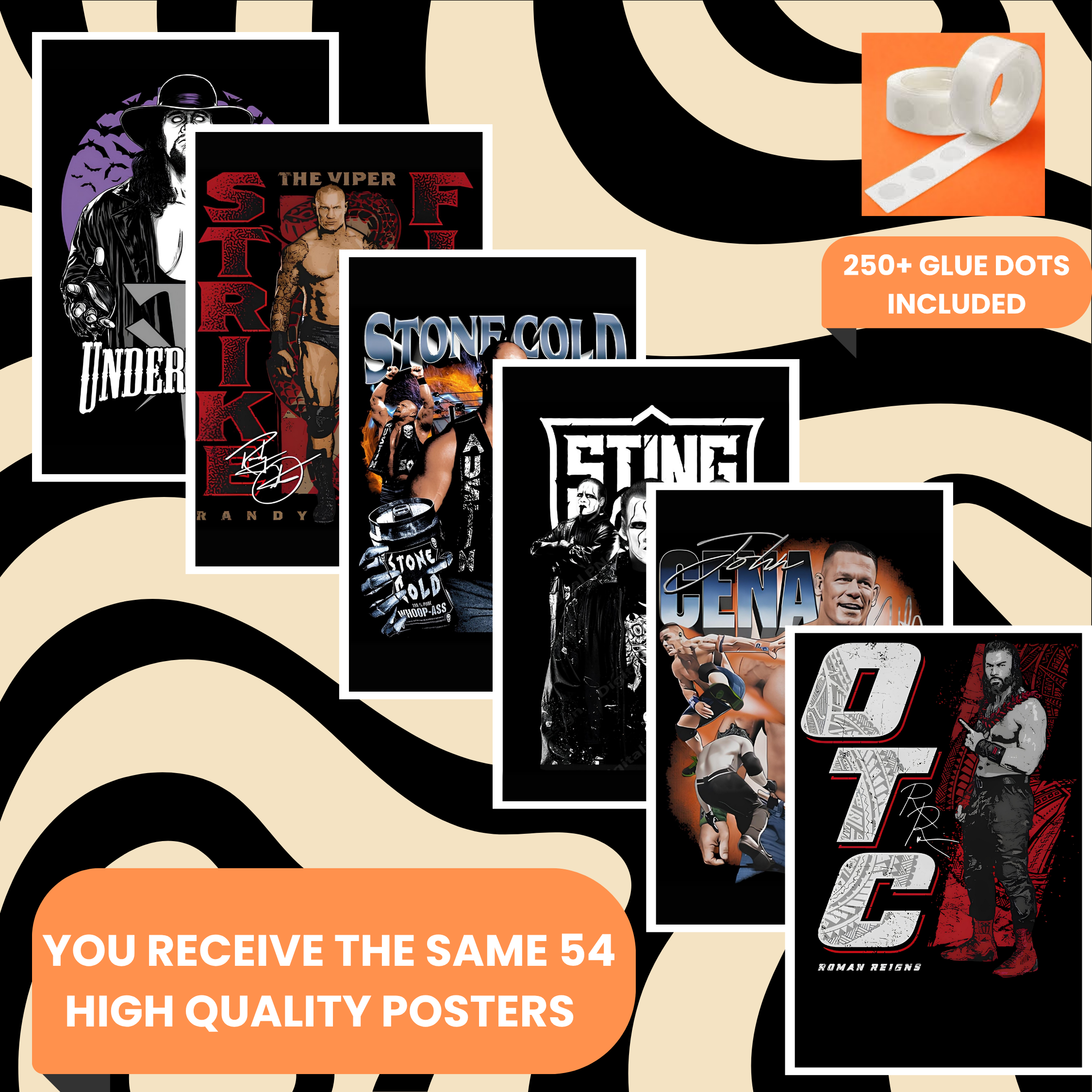 WWE PACK OF 54 POSTERS| EACH POSTER "4X6" INCHES