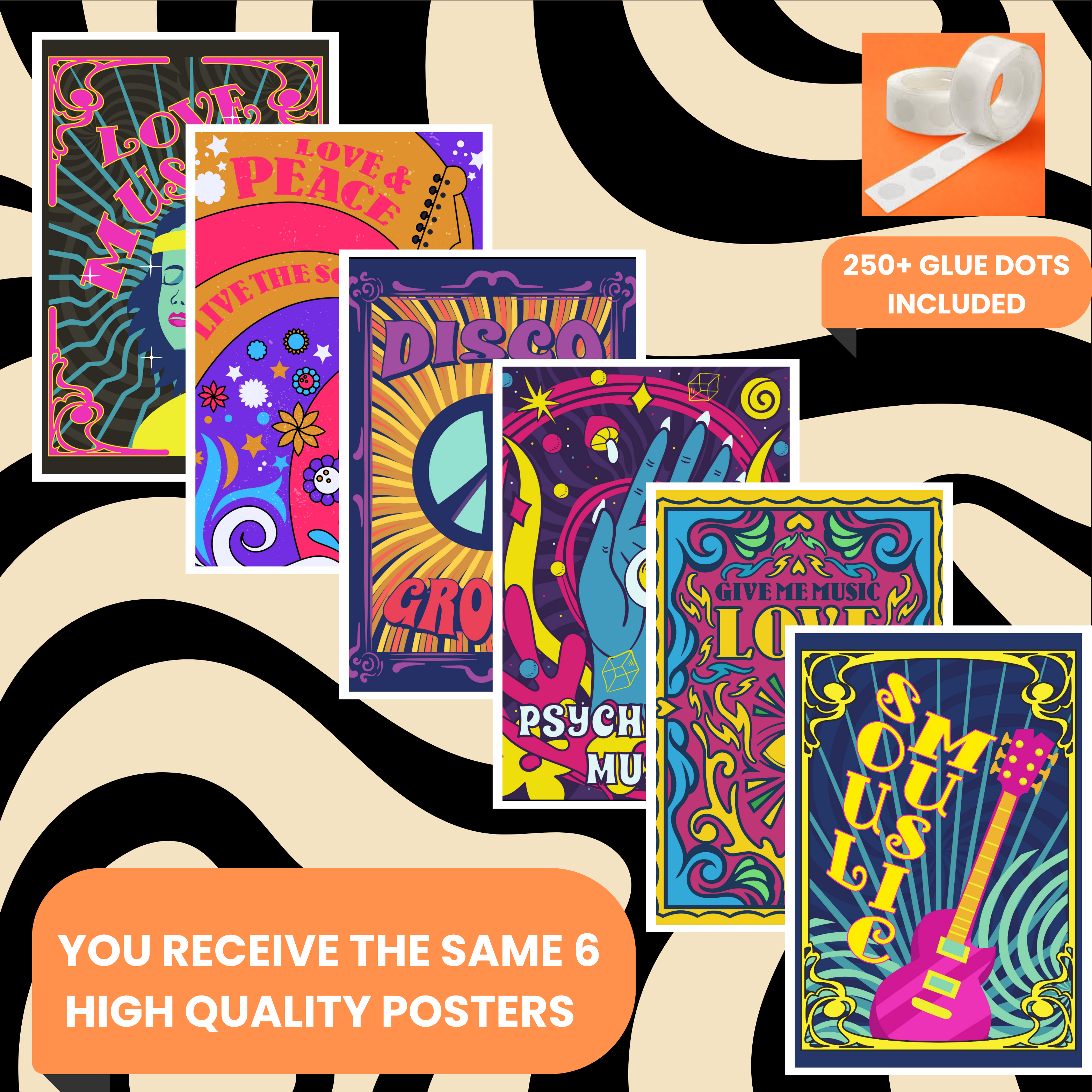 PSYCHEDELIC PACK OF 6 POSTERS SET 5