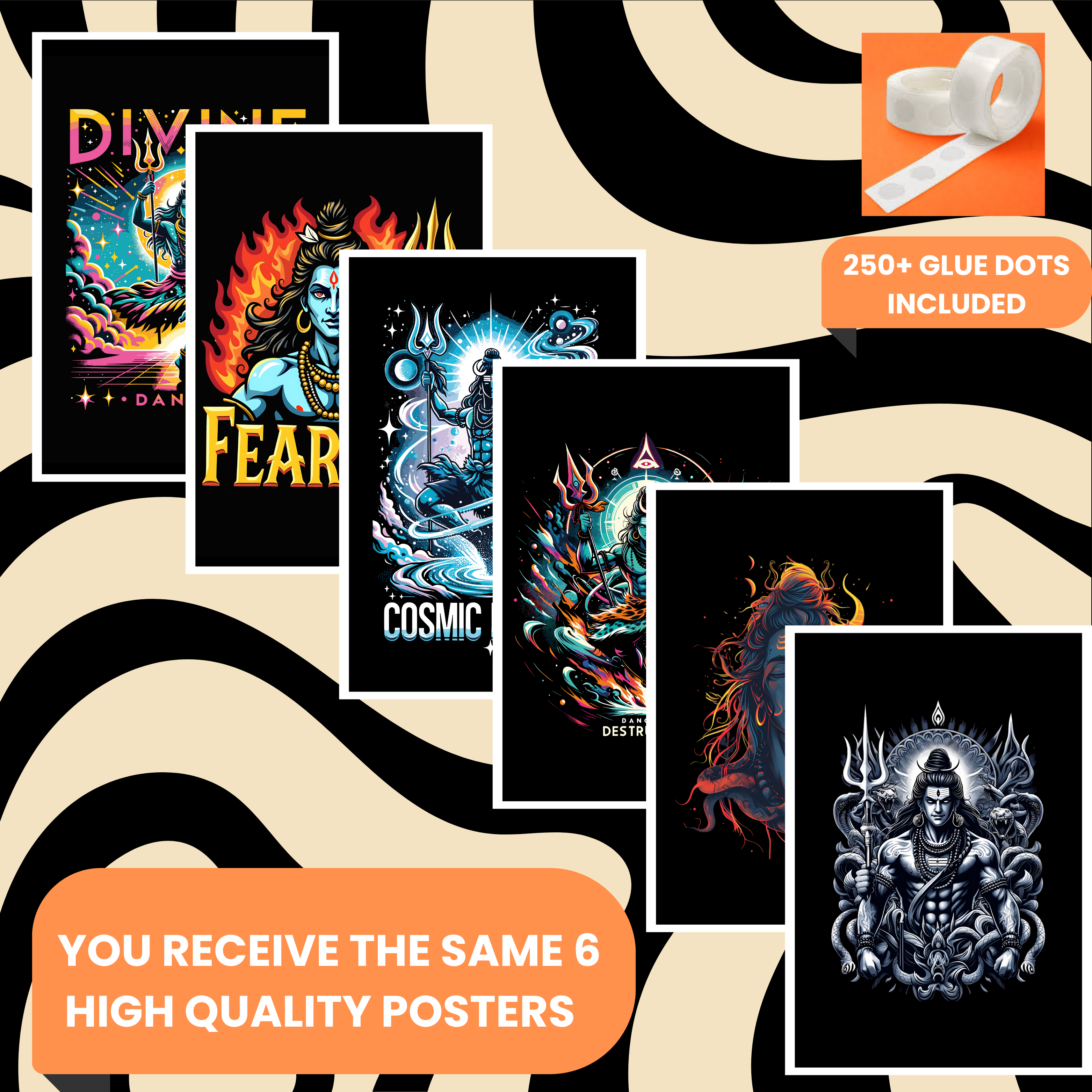 SHIVA PACK OF 6 POSTERS SET 8
