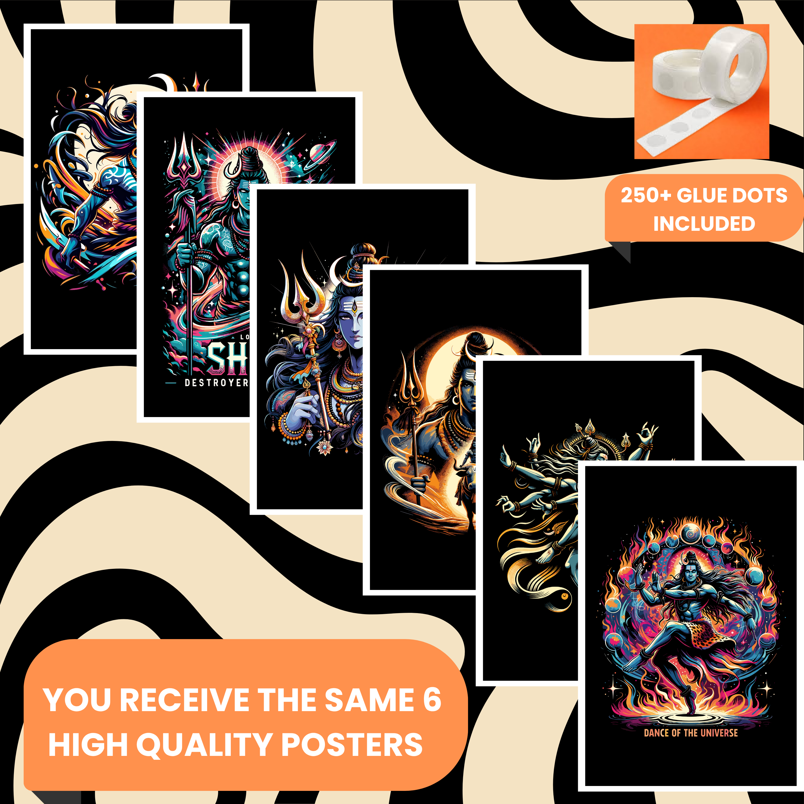 SHIVA PACK OF 6 POSTERS SET 6