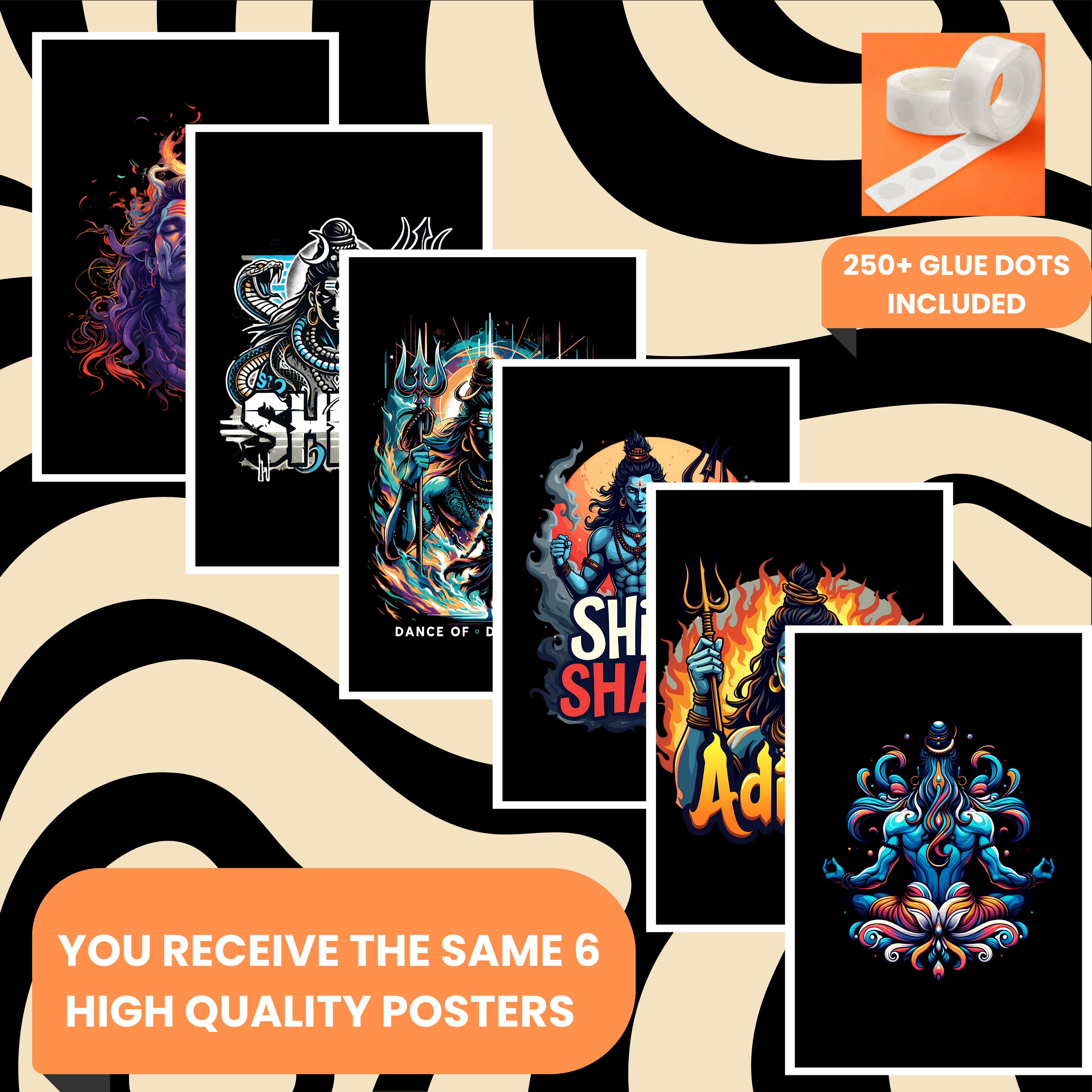 SHIVA PACK OF 6 POSTERS SET 9