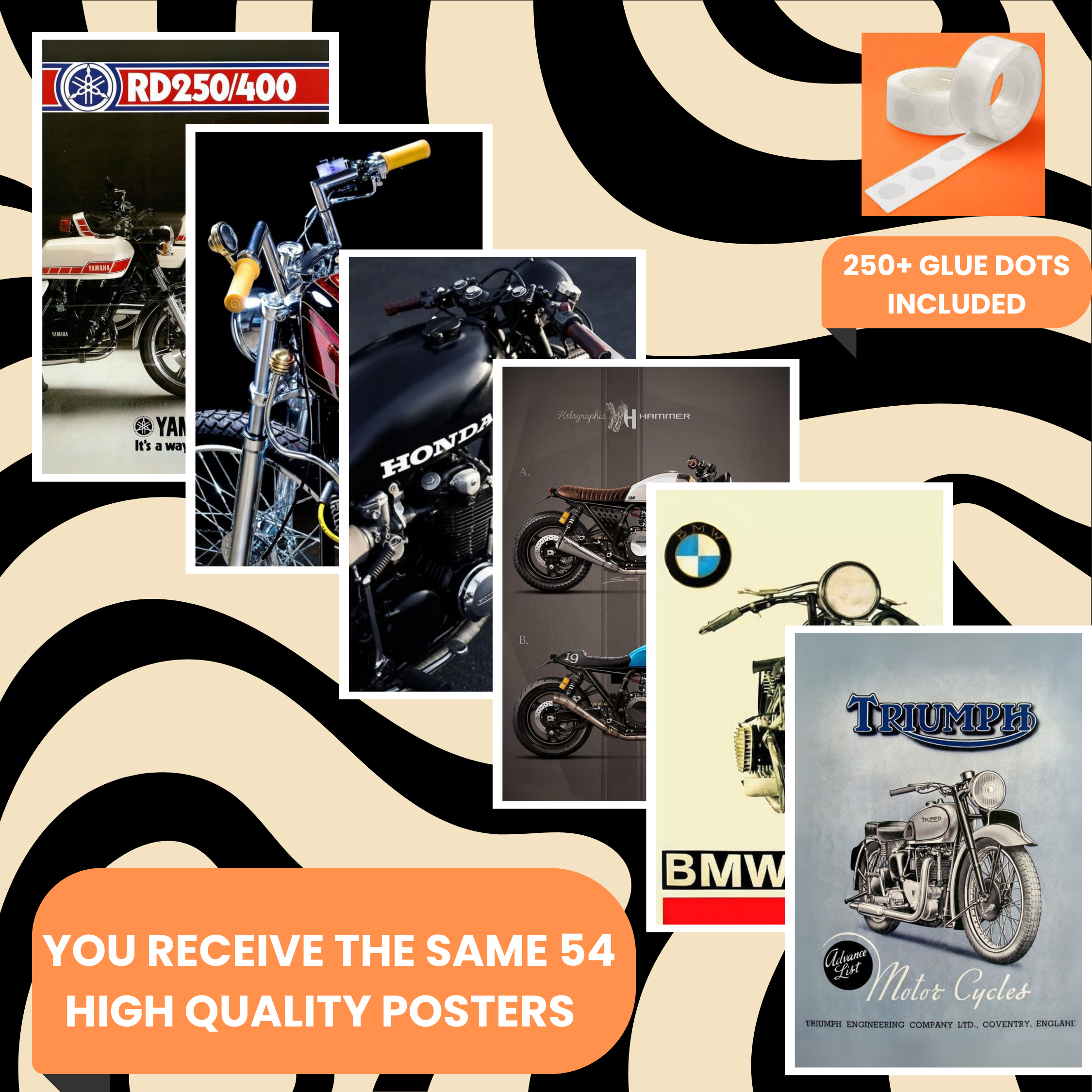 BIKES PACK OF 54 POSTERS| EACH POSTER "4X6" INCHES