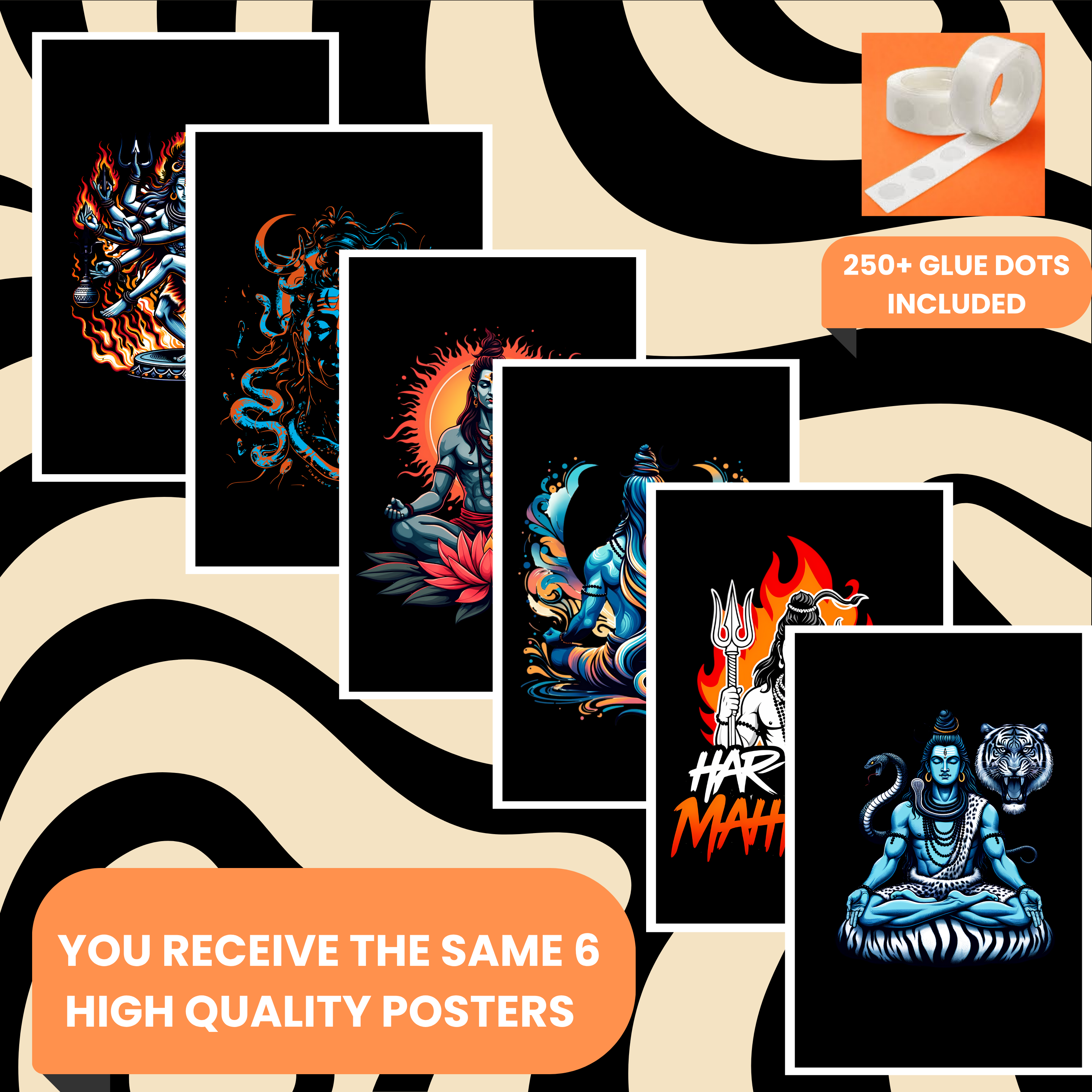 SHIVA PACK OF 6 POSTERS SET 1