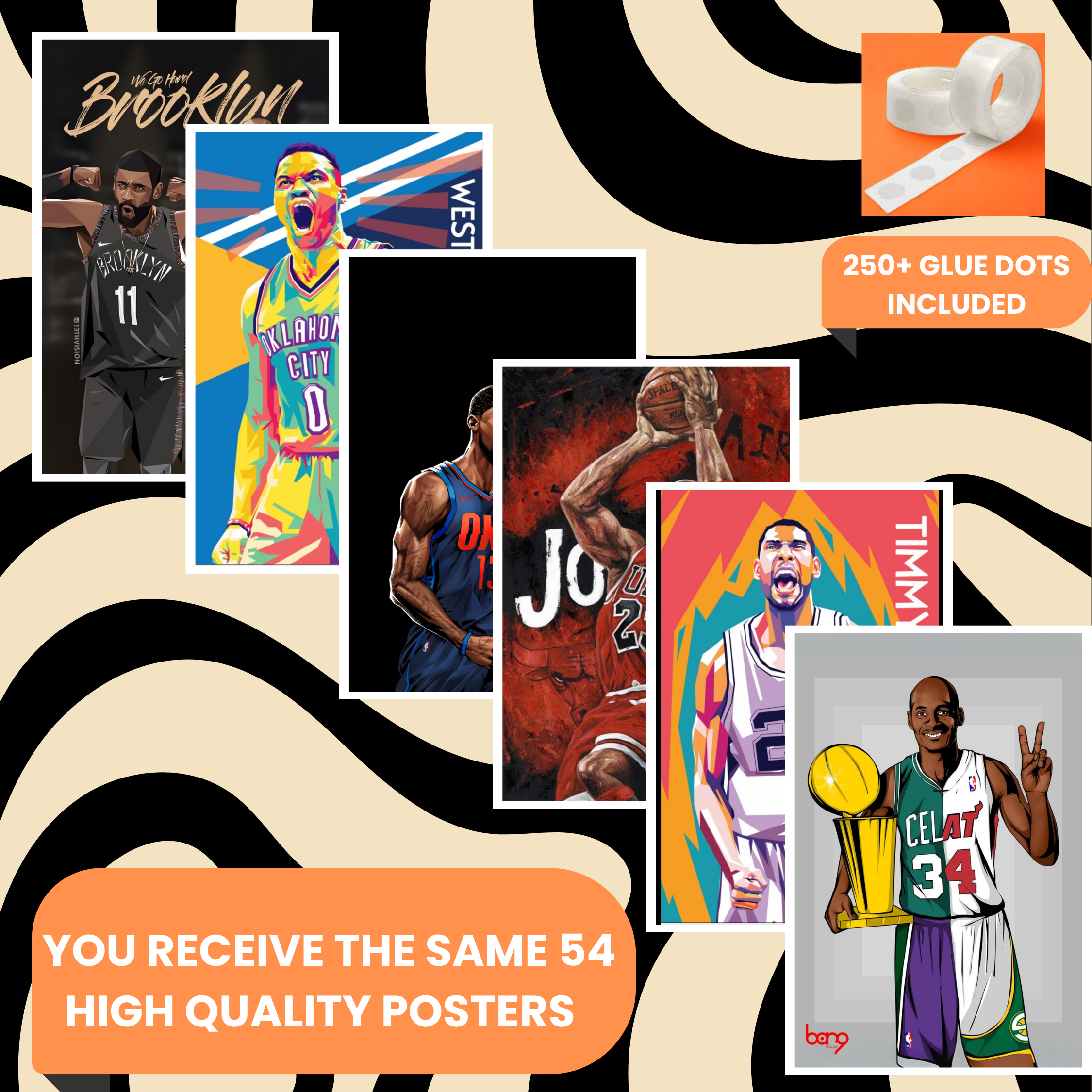 BASKETBALL PACK OF 54 POSTERS| EACH POSTER "4X6" INCHES
