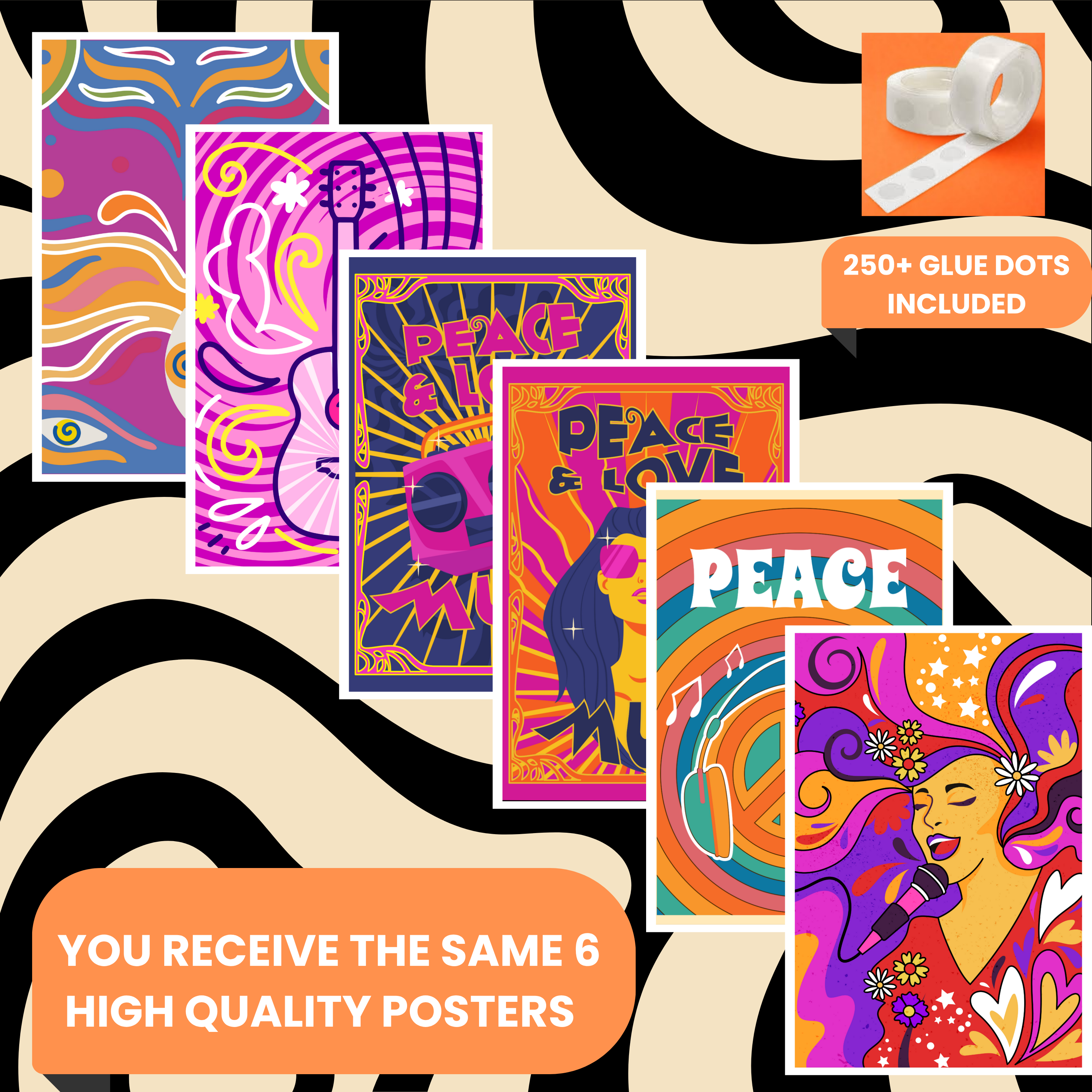 PSYCHEDELIC PACK OF 6 POSTERS SET 4