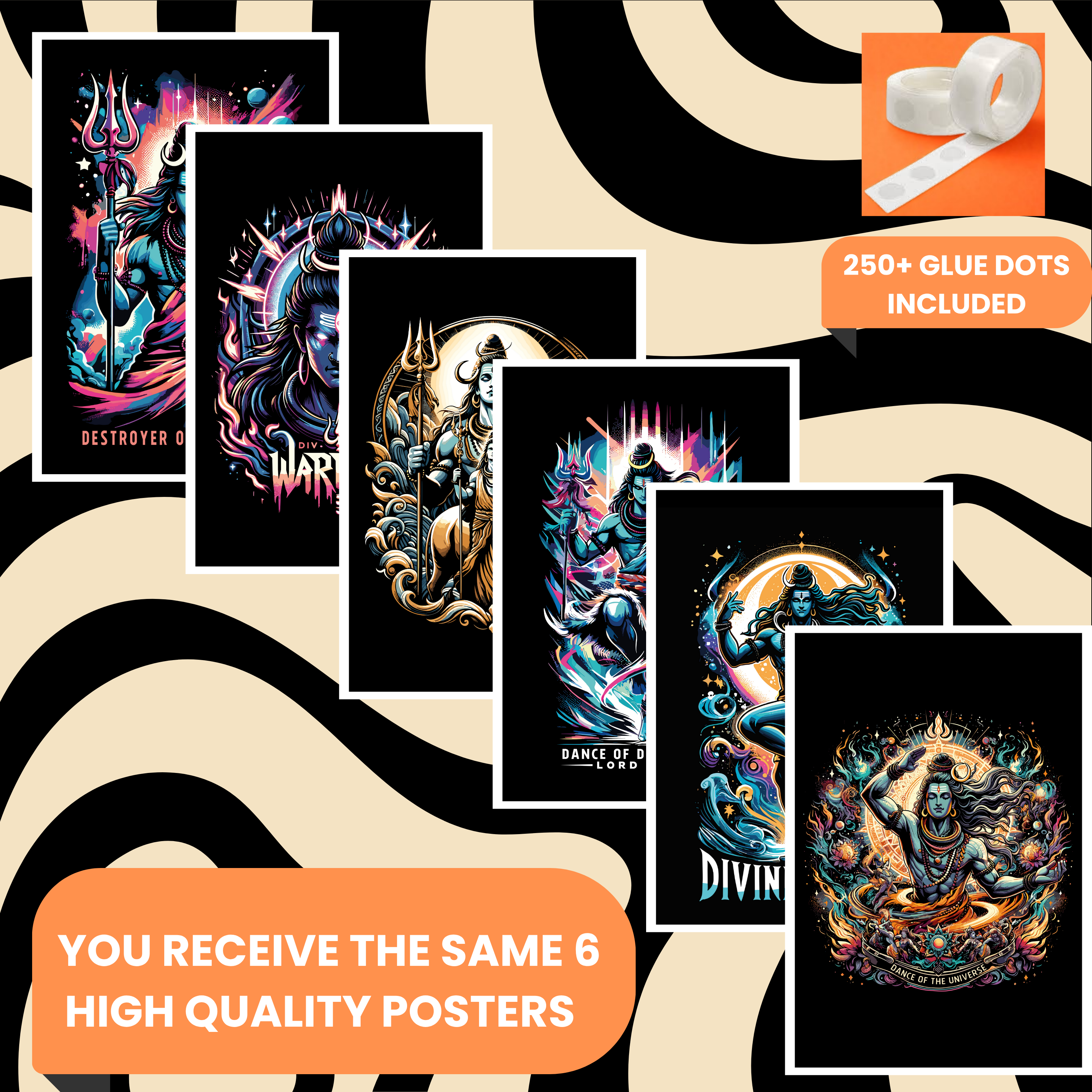 SHIVA PACK OF 6 POSTERS SET 7